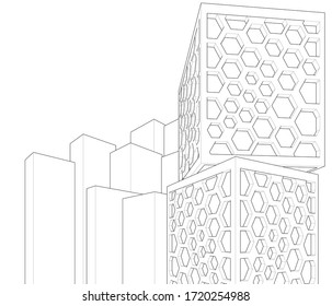 
abstract architecture facade design 3d illustration