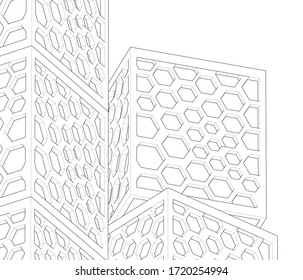 
abstract architecture facade design 3d illustration