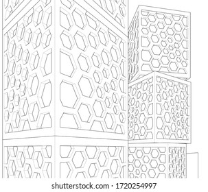 
diseño de fachada de arquitectura abstracta Ilustración 3d