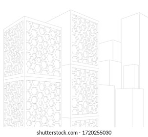 
diseño de fachada de arquitectura abstracta Ilustración 3d