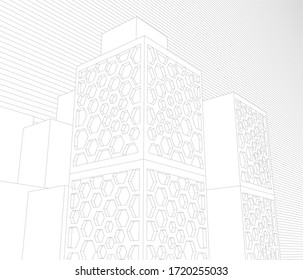 
abstract architecture facade design 3d illustration