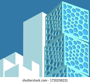abstract architecture facade design 3d illustration