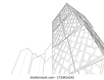 abstract architecture facade design 3d illustration