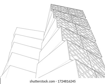 abstract architecture facade design 3d illustration