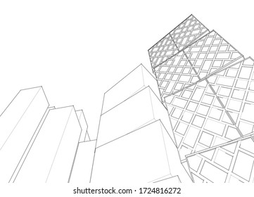 abstract architecture facade design 3d illustration