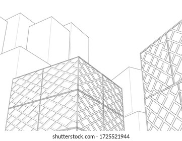 diseño de fachada de arquitectura abstracta ilustración 3d