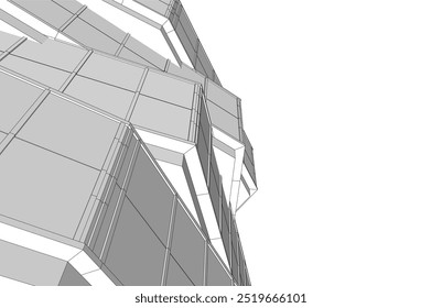 Arquitetura abstrata. Ilustração geométrica 3d do vetor de fundo