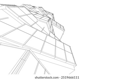 Arquitetura abstrata. Ilustração geométrica 3d do vetor de fundo