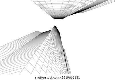 Abstract architecture. Geometric background vector 3d illustration