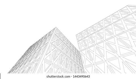 
abstract architecture geometric facades 3d illustration