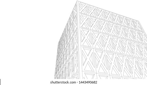 
abstract architecture geometric facades 3d illustration