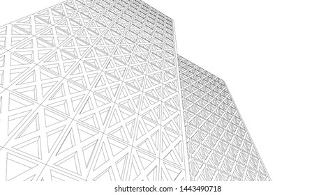 
abstract architecture geometric facades 3d illustration