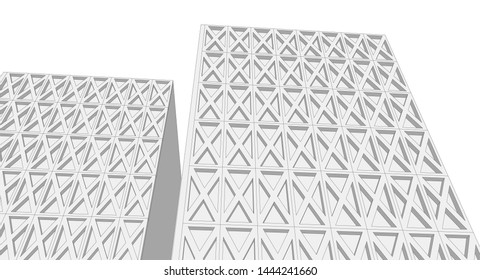 abstract architecture geometric facades 3d illustration