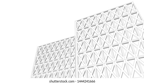 abstract architecture geometric facades 3d illustration