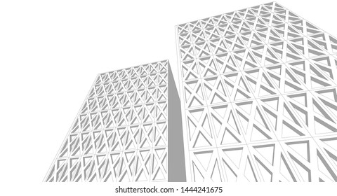 abstract architecture geometric facades 3d illustration