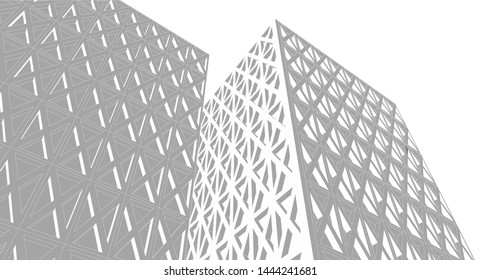 abstract architecture geometric facades 3d illustration