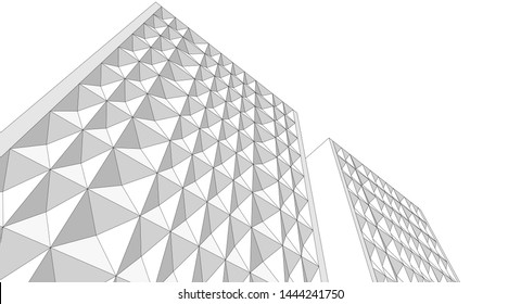 abstract architecture geometric facades 3d illustration