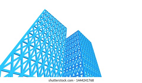 abstract architecture geometric facades 3d illustration