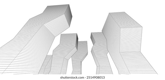 abstract architecture geometric shapes 3d illustration	