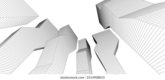 abstract architecture geometric shapes 3d illustration	