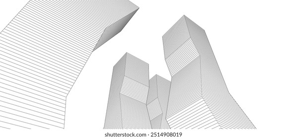 arquitetura abstrata formas geométricas ilustração 3d	
