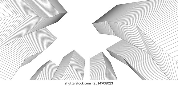 Arquitectura abstracta Formas geométricas Ilustración 3D	