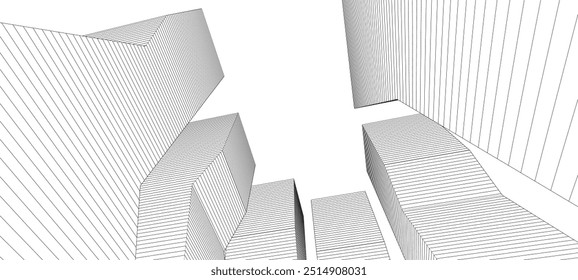 abstract architecture geometric shapes 3d illustration	