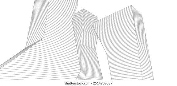 abstract architecture geometric shapes 3d illustration	