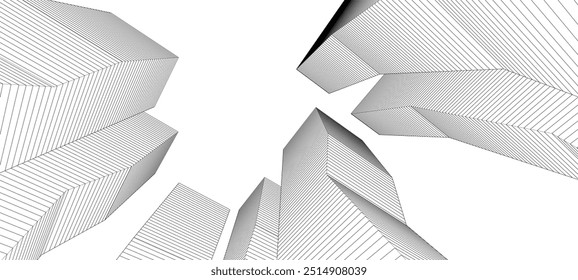 abstract architecture geometric shapes 3d illustration	