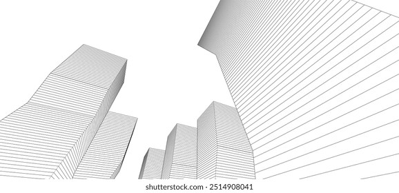 abstract architecture geometric shapes 3d illustration	