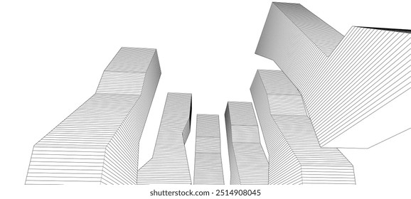Arquitectura abstracta Formas geométricas Ilustración 3D	