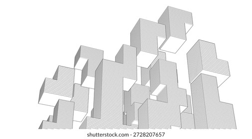 abstract architecture geometric shapes 3d
