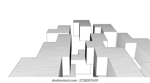 abstract architecture geometric shapes 3d