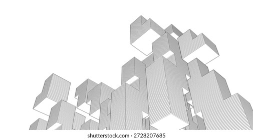 abstract architecture geometric shapes 3d