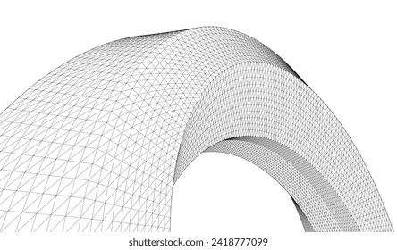 renderización 3d de la superficie geométrica de la arquitectura abstracta