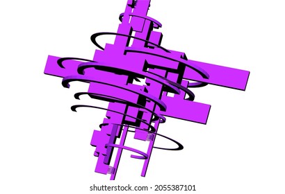 Diseño gráfico de arquitectura abstracta dibujo 3d