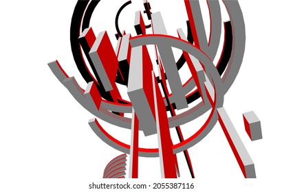 Diseño gráfico de arquitectura abstracta dibujo 3d