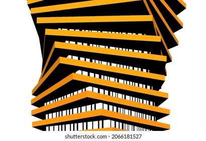 Abstraktes Grafikdesign der Architektur, 3D-Zeichnung