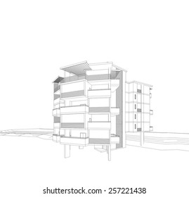 Abstract architecture. House building. 