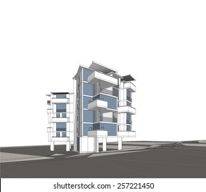 Abstract architecture. House building. 