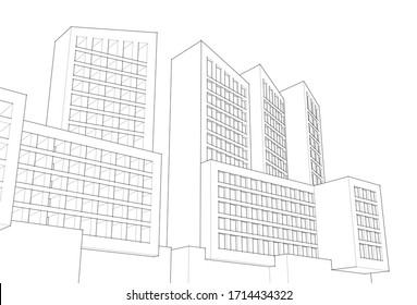 abstract architecture house concept sketch 3d illustration