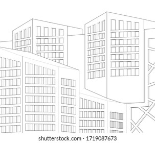 abstract architecture house concept sketch 3d illustration