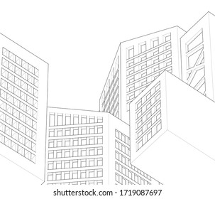 abstract architecture house concept sketch 3d illustration