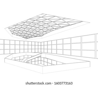 abstract architecture interior vector 3d illustration