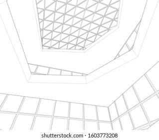 abstract architecture interior vector 3d illustration