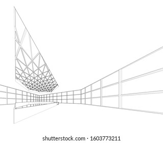 abstract architecture interior vector 3d illustration