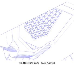 abstract architecture interior vector 3d illustration