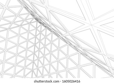 abstract architecture interior vector 3d illustration