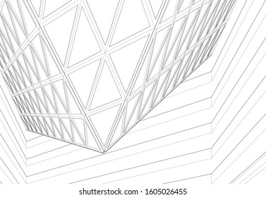 abstract architecture interior vector 3d illustration