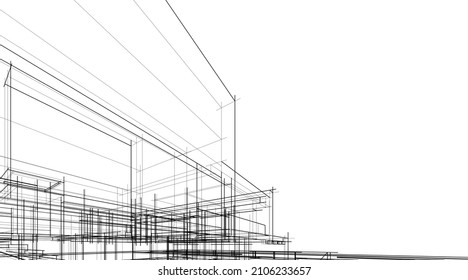 Abstract Architecture Line Sketch Vector Drawing Stock Vector (Royalty ...